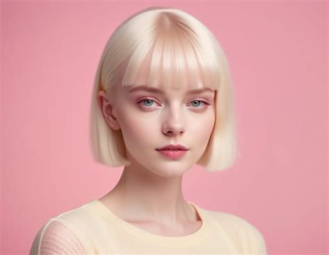 Stylish Albino Girl in Pastel Gradient | Stable Diffusion Online