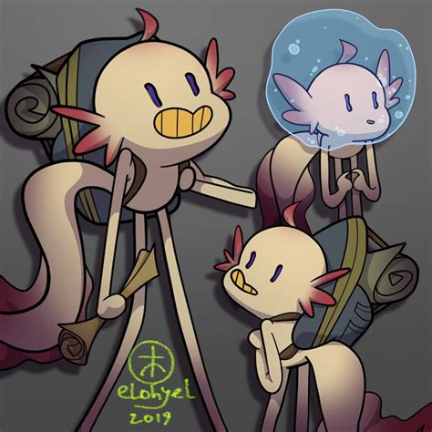 axolotl - character design challenge, ⠀elhell ⠀ on ArtStation at https://www.artstation.com ...