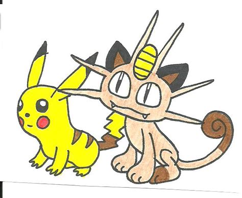 Meowth and Pikachu by cmara on DeviantArt