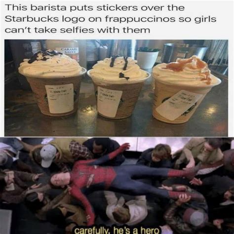 A hero every starbucks need - Funny | Starbucks memes, Most hilarious memes, Starbucks funny