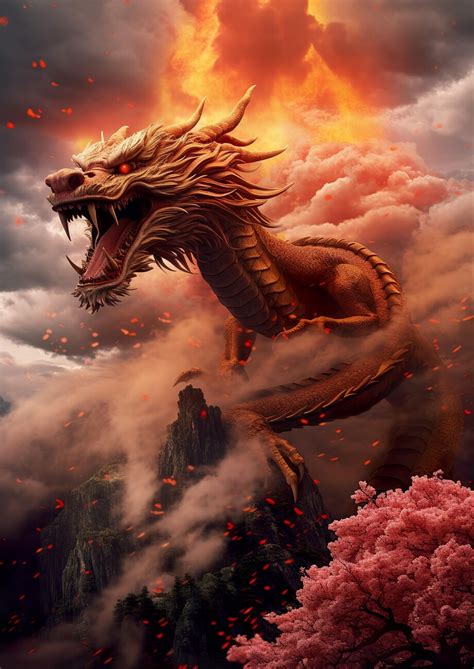 Wall Art Print | Fire Dragon Drache | Europosters