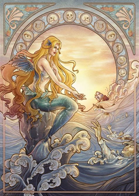 siren by weiliwonka on deviantART | Mermaid art, Art nouveau illustration, Fantasy mermaids