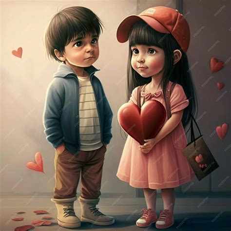 Premium Photo | A cute boy love his girl friend and proposewith heart