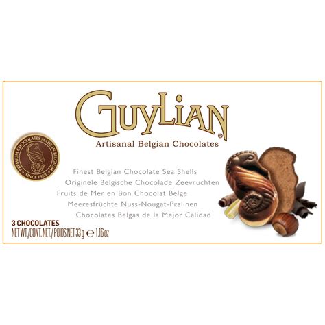 Guylian Belgian 3-Piece Artisanal Chocolate Seashell Truffles w/Signature Hazelnut Filling 1.14 ...