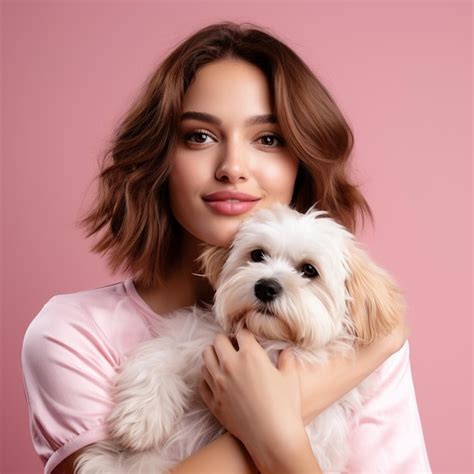 Premium AI Image | photo of beautiful woman with her pet dog