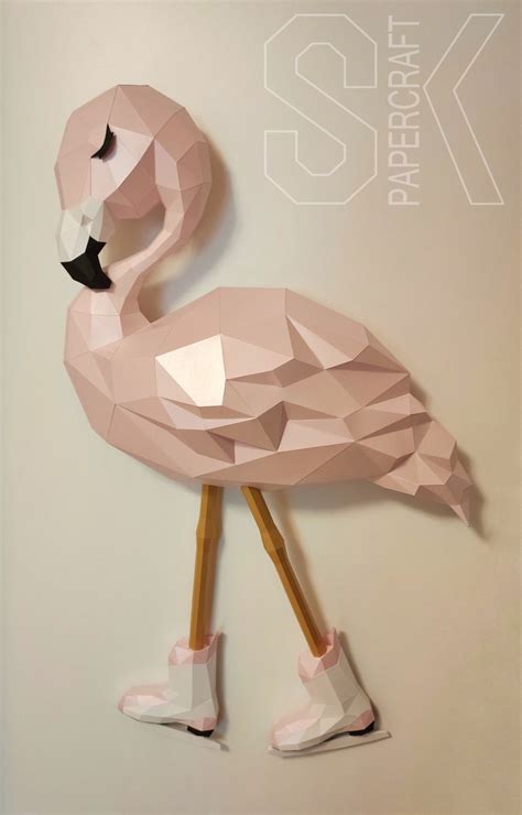 FLAMINGO Papercraft Template / Wall Flamingo Diy / Origami | Etsy