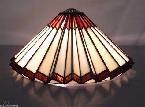 VTG Pleated STAINED GLASS LAMP SHADE Tiffany Style Leaded Table ...