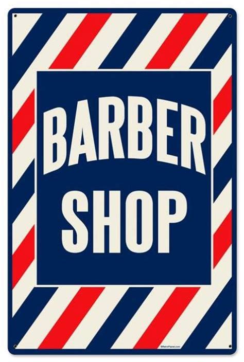 Retro Barber Shop Metal Sign 24 x 16 Inches