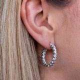 AFJ Diamond Collection - Hoop Earrings with Diamonds, 18k White Gold ...