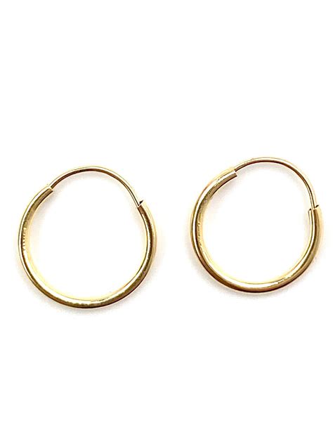 14K Solid Gold Small Hoop Earrings , Sku#2175