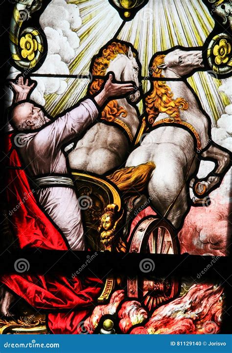 Elijah on the Chariot of Fire - Stained Glass Stock Photo - Image of christian, ascension: 81129140