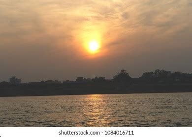 Varanasi Ghat Sunrise Scene River View Stock Photo 1084016711 ...