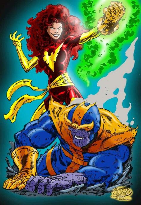 Jean Dark Phoenix VS Thanos con el Guantelete del Infinito | •Cómics• Amino