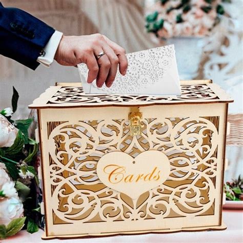 Wedding Greeting Card Wooden Box Birthday Party Decoration Money Box ...