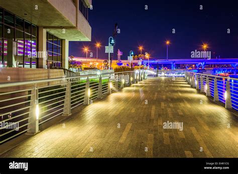 The Riverwalk at night, in Tampa, Florida Stock Photo - Alamy