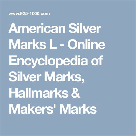 American Silver Marks L - Online Encyclopedia of Silver Marks ...