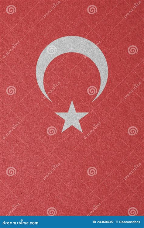 Turkey Flag Outline on Cardboard Surface. Paper Texture with Cellulose Fibers. Vertical ...