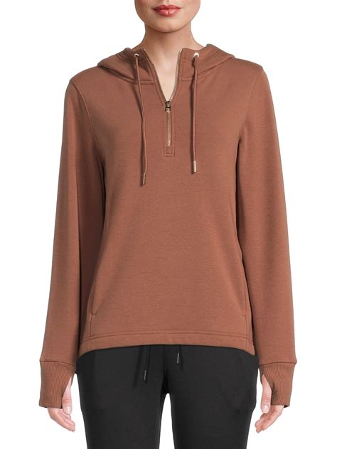 Avia Women's Mink Back Quarter Zip Hoodie With Thumbholes - Walmart.com