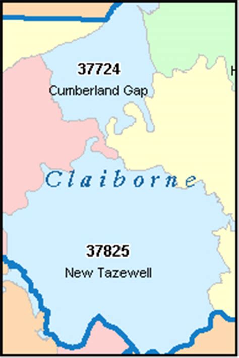 CLAIBORNE County, Tennessee Digital ZIP Code Map