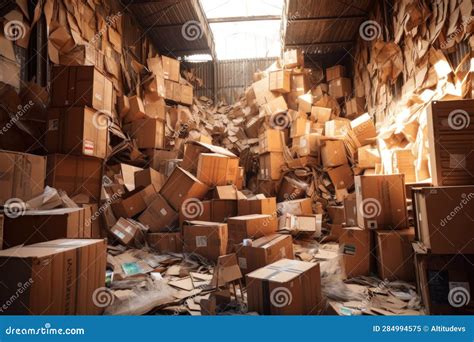 Broken Down Cardboard Boxes in a Recycling Facility Stock Image - Image of broken, recycling ...