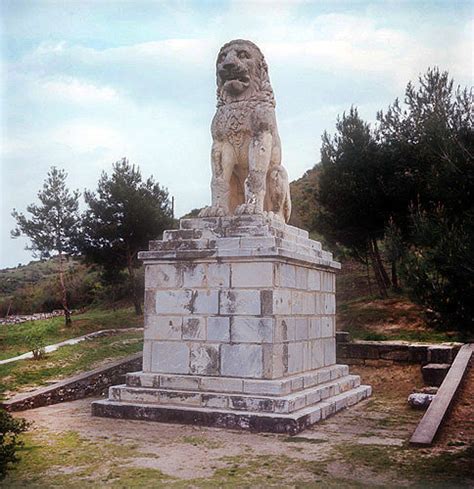 Lion of Chaeronea erected as memorial to the Sacred Band of Thebans, wiped out in battle of ...