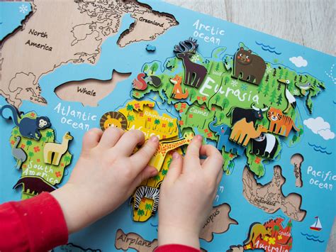 Wooden Kids Puzzle World Map Puzzle Montessori Toys | Etsy