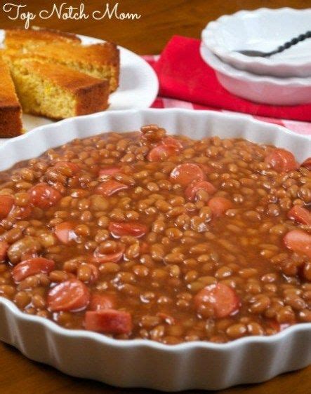 Baked Beans & Hot Dogs | www.topnotchmom.com | Baked beans, Baked hot ...