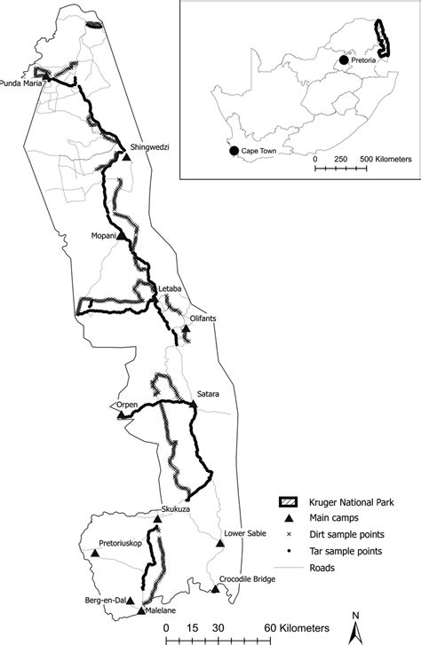 Tar and dirt road sampling points in the Kruger National Park | Download Scientific Diagram