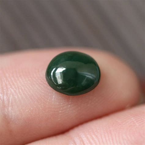 1.5 Ct. Imperial-dark Green Jadeite Jade grade A Cabochon Gemstone, Perfect for a Pendant or ...