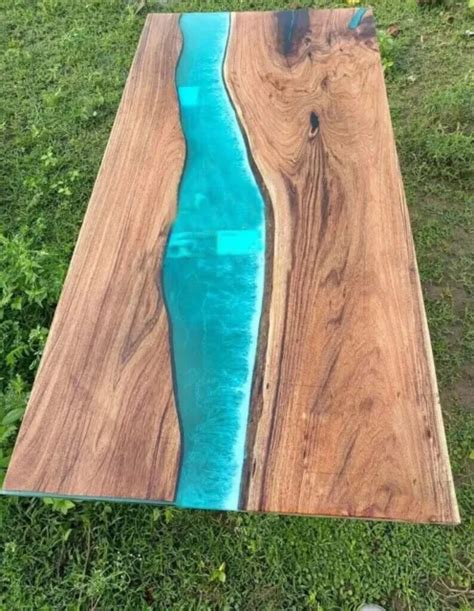 BLUE RIVER EPOXY Live Edge Dining Table Top, Wooden Custom Table Top Decor 48x24 $1,375.20 ...