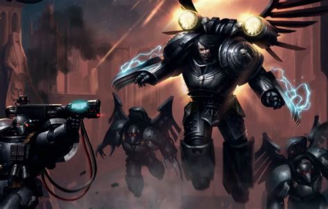 Обои Horus Heresy, space marines, Warhammer 40 000, Raven Guard, primarch, Corvus Corax картинки ...