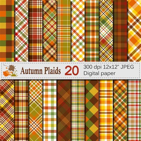 Autumn Plaid Digital Paper Fall Plaid Patterns Thanksgiving - Etsy