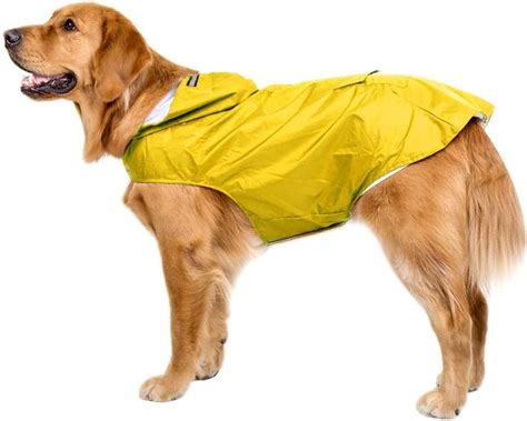 Bwiv Dog Raincoat with Elastic Straps Big Dog Raincoat with Hood Waterproof Dog Rain Coat with ...