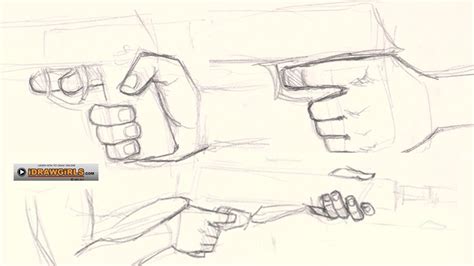 How to draw hand holding gun - YouTube