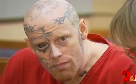 Jason Walter Barnum, who has one eye tattooed completely black, is jailed for shooting a police ...