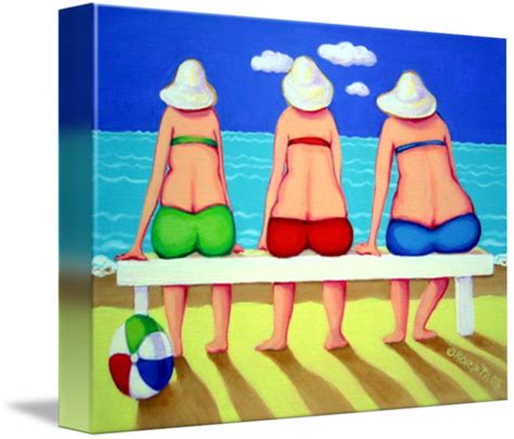 "Wave Watch Funny Women Beach Seashore" by Rebecca Korpita | Beach art, Glicee prints, Woman on ...