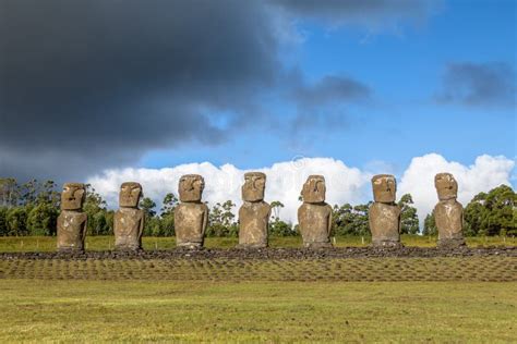 Moai Statues of Ahu Akivi, the only Moai Facing the Ocean - Easter ...