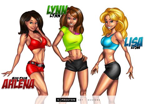 CARTOON FITNESS MODELS – S. Preston Art + Designs