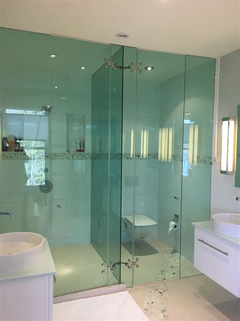Green Glass Shower/Toilet Partition Cundy's Harbor | Glass partition, Glass shower, Partition