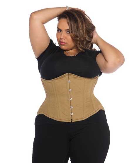 Lara Beige Cotton Corset (Plus Size) Steel Boned Corset - Glamorous