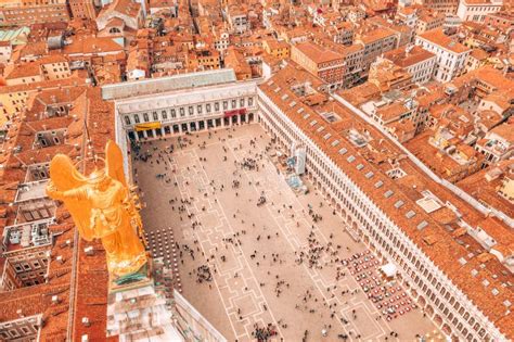 Aerial View of Piazza San Marco with the Golden Angel Statue Above the ...