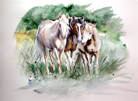 Horses on the field in 2020 | Original animal painting, Horses, Painting