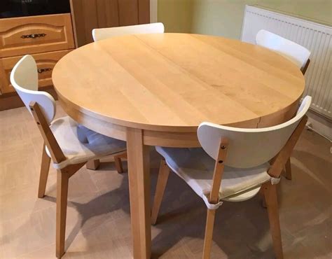 Ikea Round Dining Table Solid Wood Extendable With Chairs Oak Bay | Hot Sex Picture