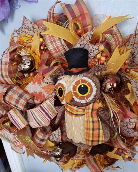 Fall Autumn Owl wreathfall owl wreathowl front door | Etsy