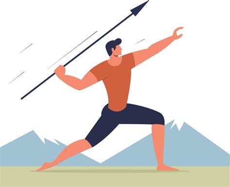 Javelin throw, Man throwing a spear flat style vector illustration, Spear throwing sport ...