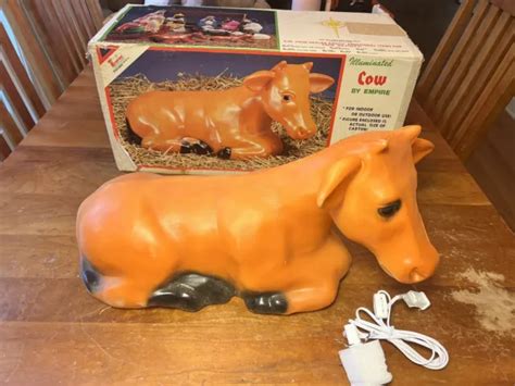 VINTAGE COW LIGHTED Christmas Nativity Blow Mold in Box by EMPIRE #1380 $60.00 - PicClick