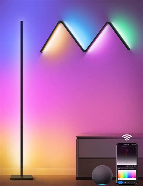 Lamomo RGB+IC Floor Lamp, Modern Foldable LED Corner Lamp Works with Alexa, 16 Million DIY ...