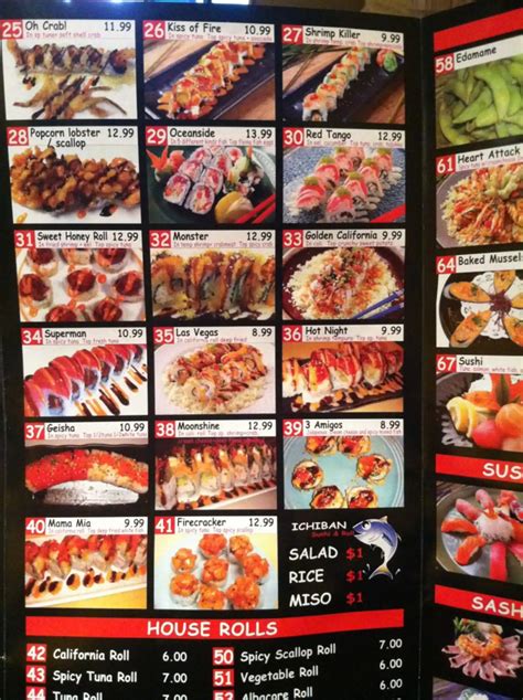 Menu at Ichiban Sushi restaurant, Bakersfield, Gosford Rd A