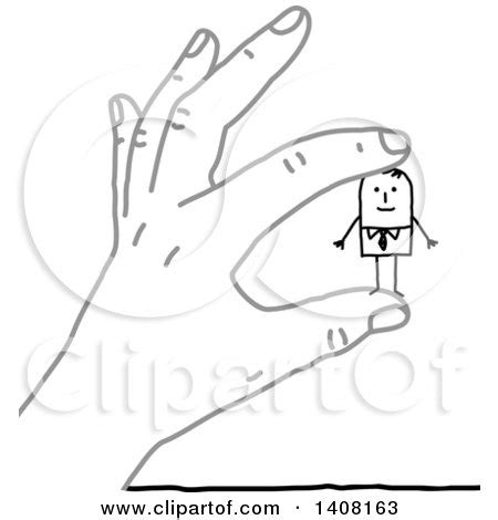 Clipart of a Gray Hand Holding a Stick Business Man - Royalty Free Vector Illustration by NL ...