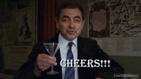 Cheers Salute GIF - Cheers Salute MrBean - Discover & Share GIFs